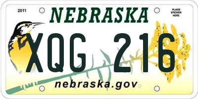 NE license plate XQG216
