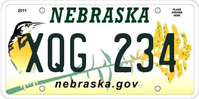 NE license plate XQG234
