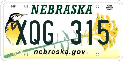 NE license plate XQG315