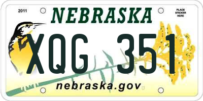 NE license plate XQG351