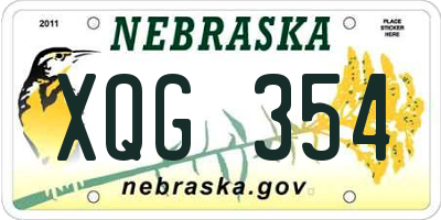NE license plate XQG354