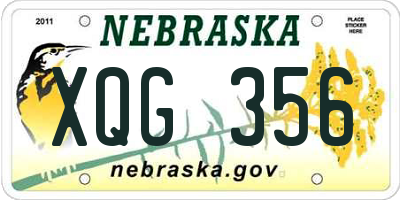 NE license plate XQG356