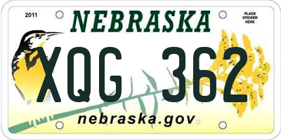 NE license plate XQG362