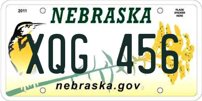 NE license plate XQG456