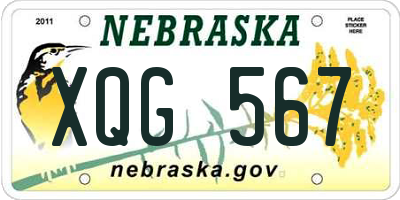 NE license plate XQG567