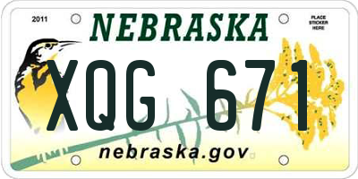 NE license plate XQG671