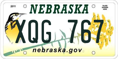 NE license plate XQG767