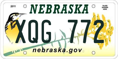NE license plate XQG772