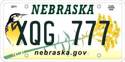 NE license plate XQG777