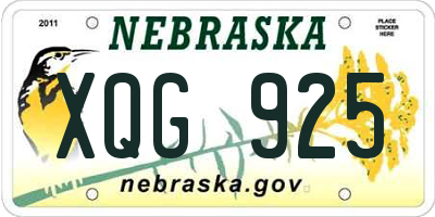 NE license plate XQG925