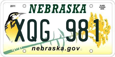 NE license plate XQG981