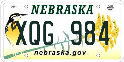 NE license plate XQG984