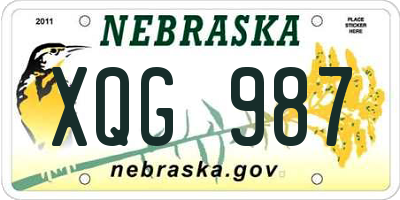 NE license plate XQG987