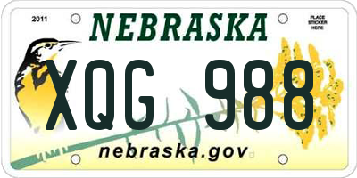 NE license plate XQG988