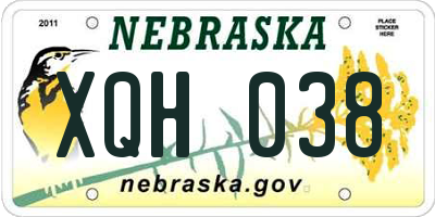 NE license plate XQH038