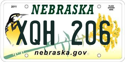 NE license plate XQH206