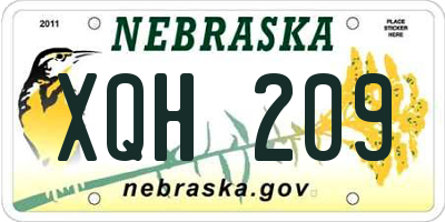 NE license plate XQH209