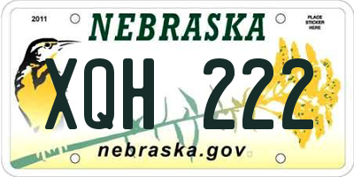 NE license plate XQH222