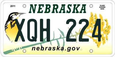 NE license plate XQH224