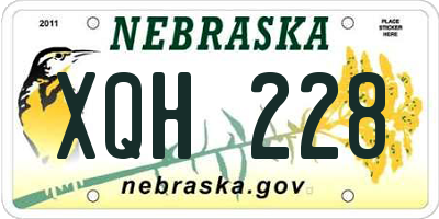 NE license plate XQH228