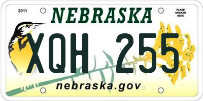 NE license plate XQH255