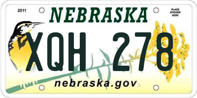 NE license plate XQH278