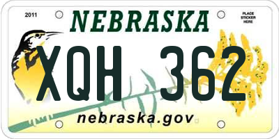 NE license plate XQH362