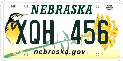 NE license plate XQH456