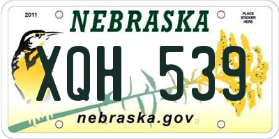 NE license plate XQH539
