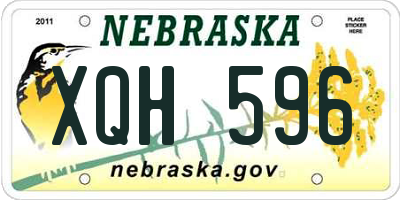 NE license plate XQH596