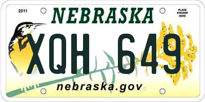 NE license plate XQH649