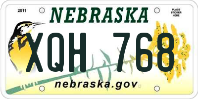 NE license plate XQH768