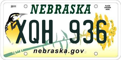 NE license plate XQH936
