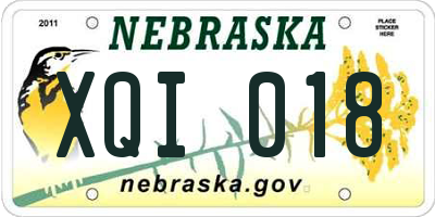 NE license plate XQI018