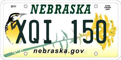 NE license plate XQI150