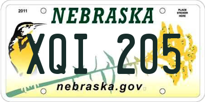 NE license plate XQI205