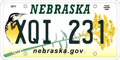 NE license plate XQI231