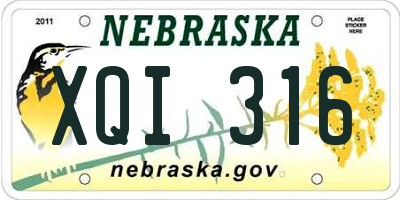 NE license plate XQI316