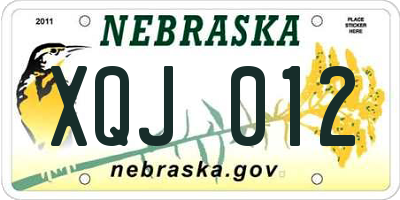 NE license plate XQJ012