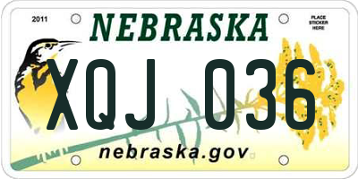 NE license plate XQJ036