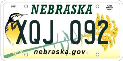 NE license plate XQJ092