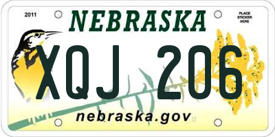 NE license plate XQJ206
