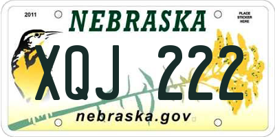 NE license plate XQJ222