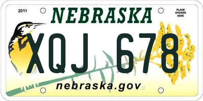 NE license plate XQJ678