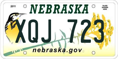 NE license plate XQJ723