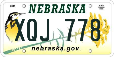 NE license plate XQJ778