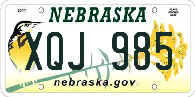 NE license plate XQJ985