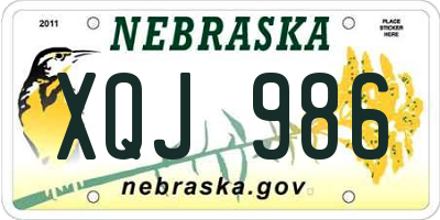 NE license plate XQJ986