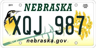 NE license plate XQJ987