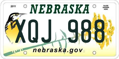 NE license plate XQJ988